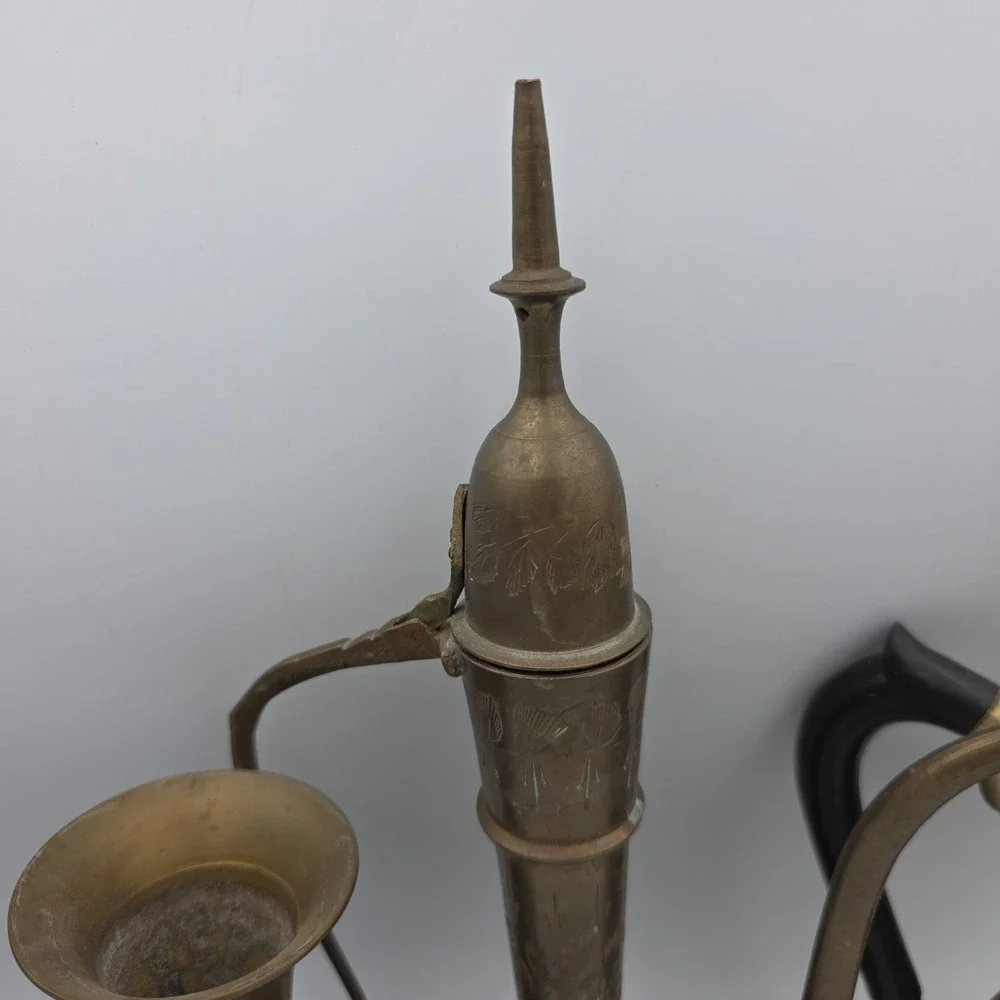 Vintage Ornate Solid Brass Etched Pitcher Made in India Lot Of 3